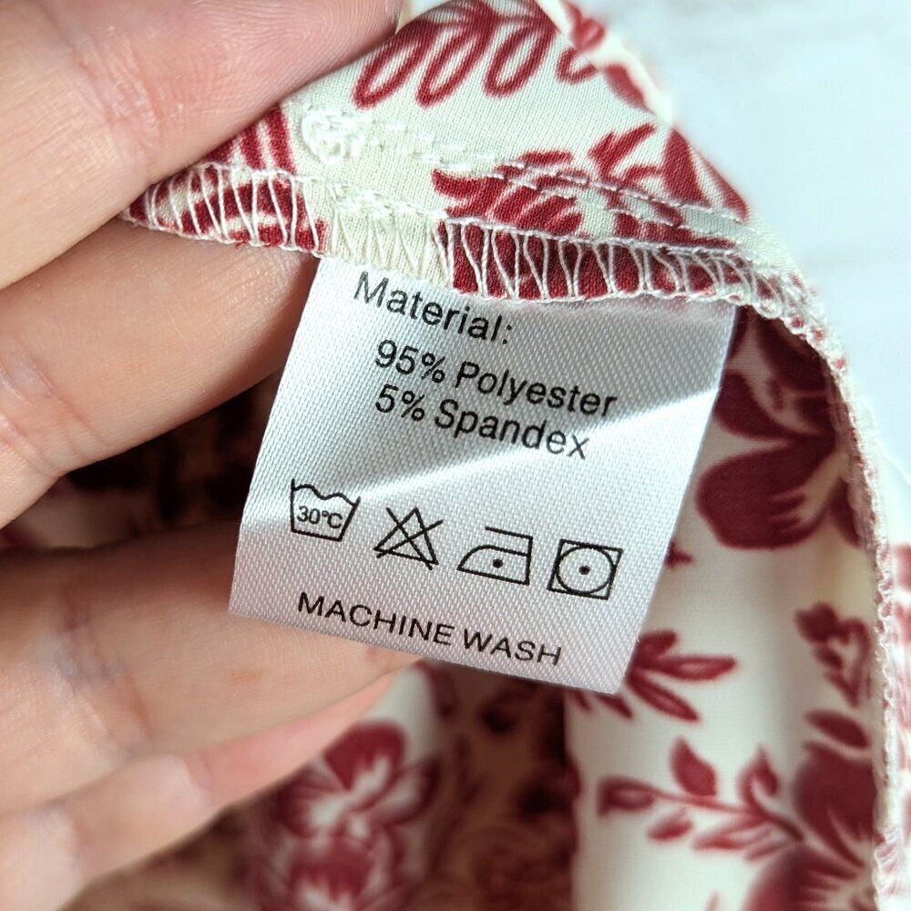 NEW Hotgift Red/Cream Floral Blouse - Large - Picture 3 of 6